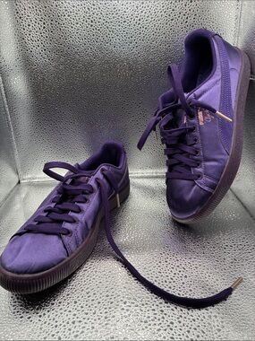 Puma Purple Satin Low-Top Sneakers